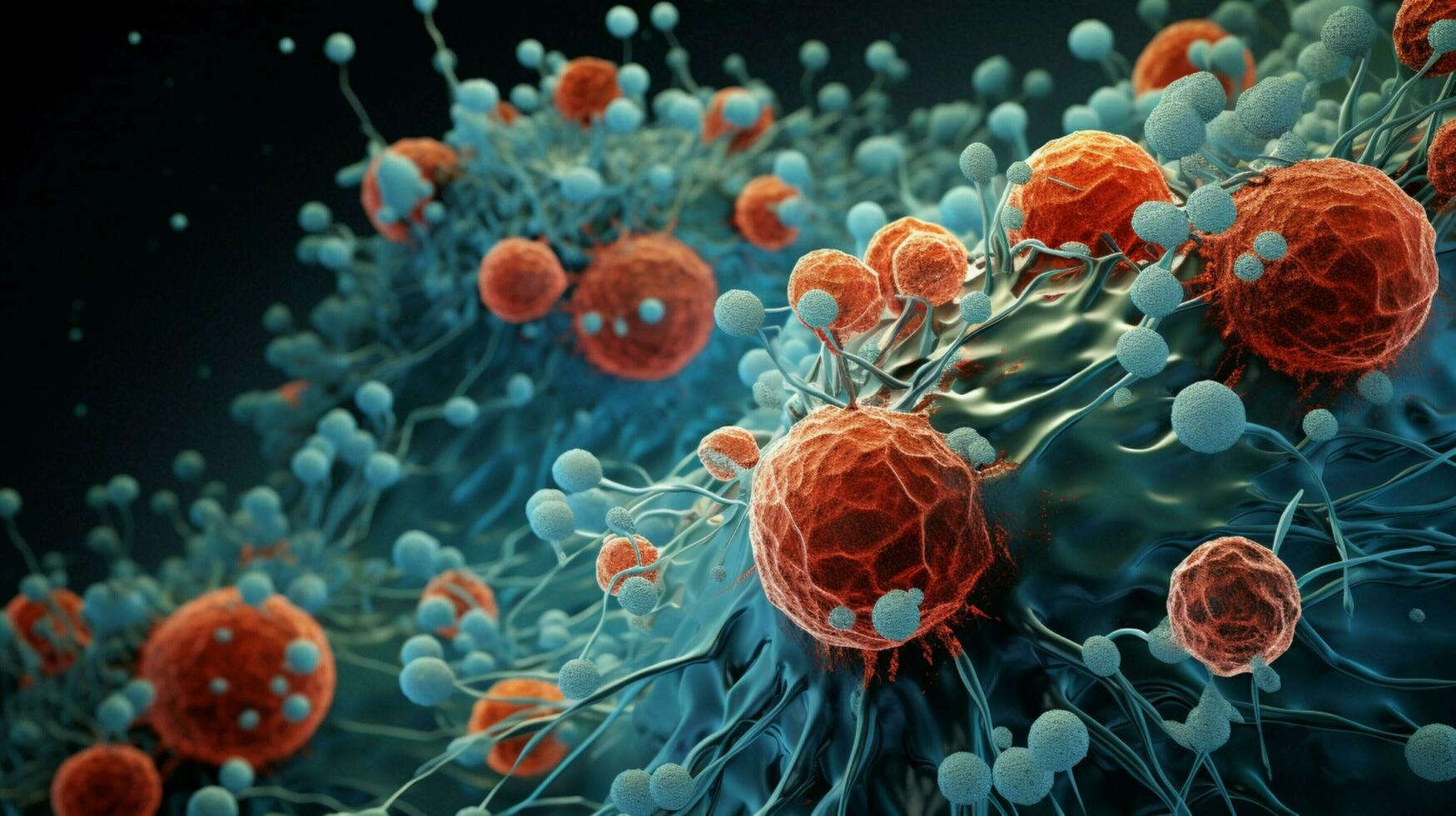 molecular structure of cancer cells under microscope photo