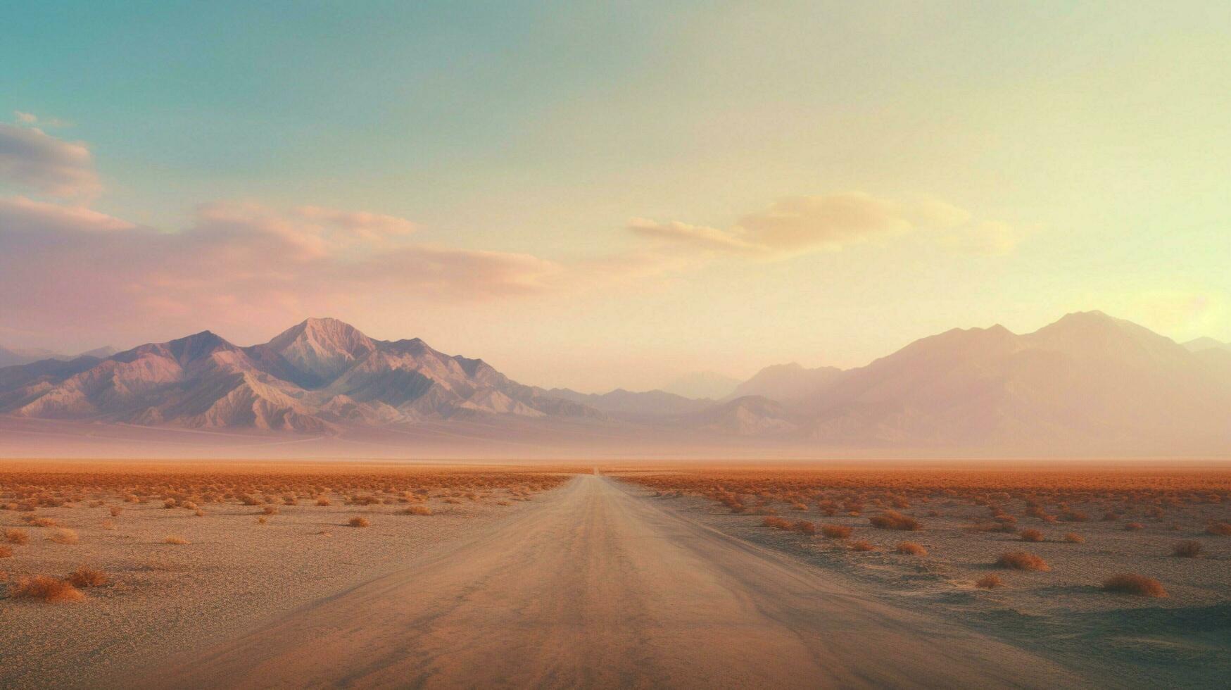 mountain range in tranquil sunset dusty road trip photo