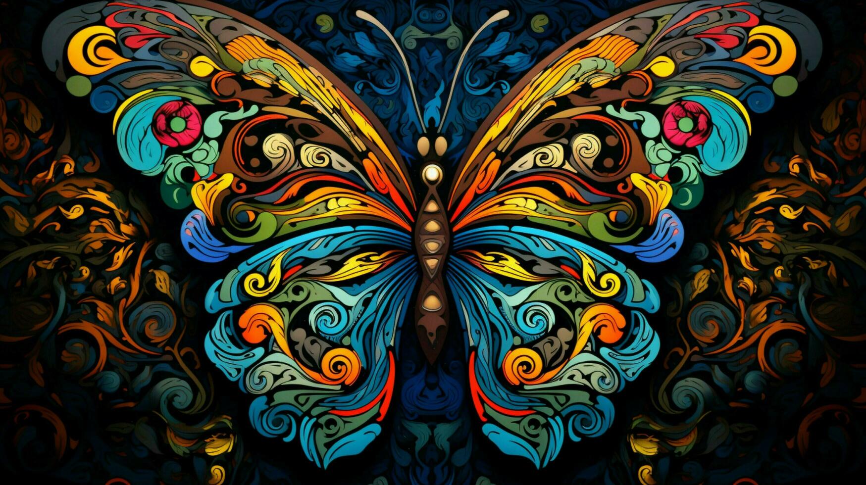 multi colored butterfly displaying intricate abstract photo