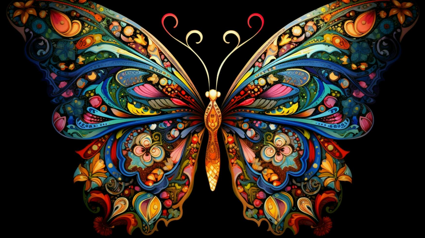 multi colored butterfly displaying intricate abstract photo