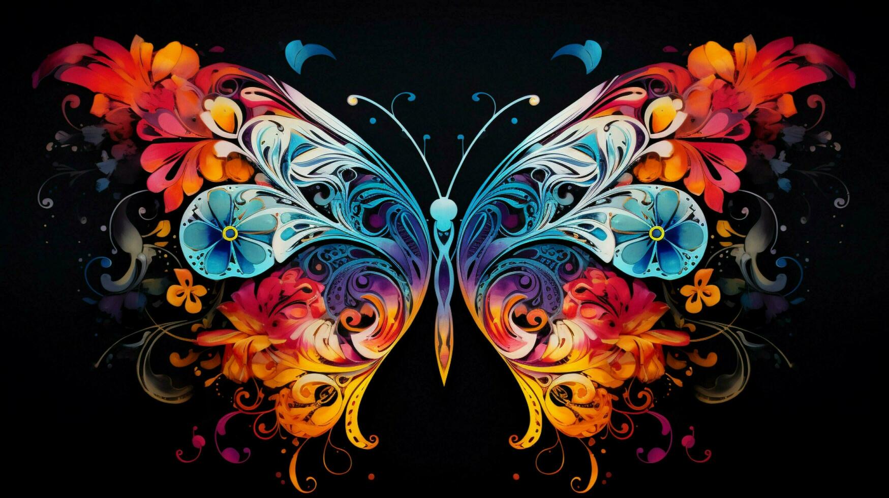 multi colored butterfly displaying intricate abstract photo