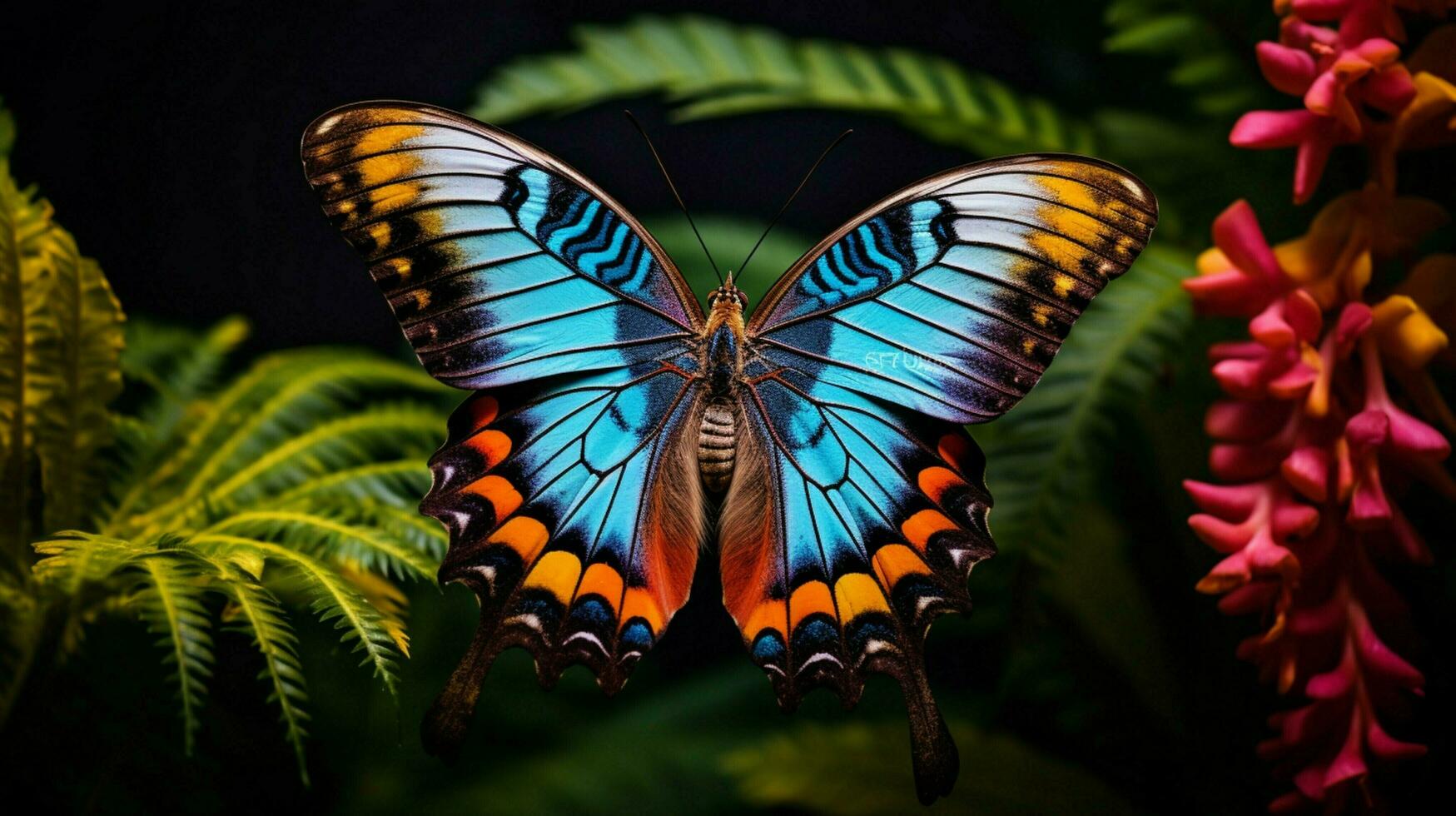 multi colored butterfly close up in vibrant nature photo