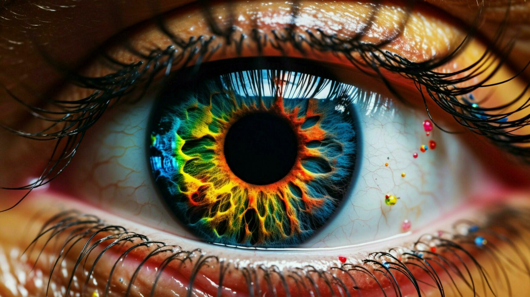 multi colored creativity in close up human eye photo