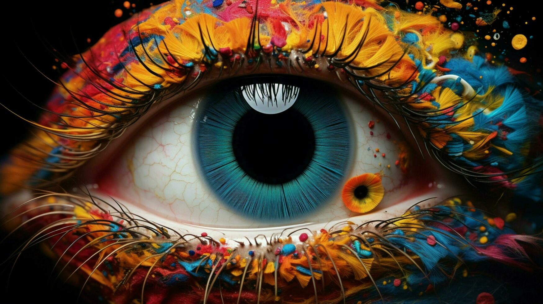 multi colored creativity in close up human eye photo