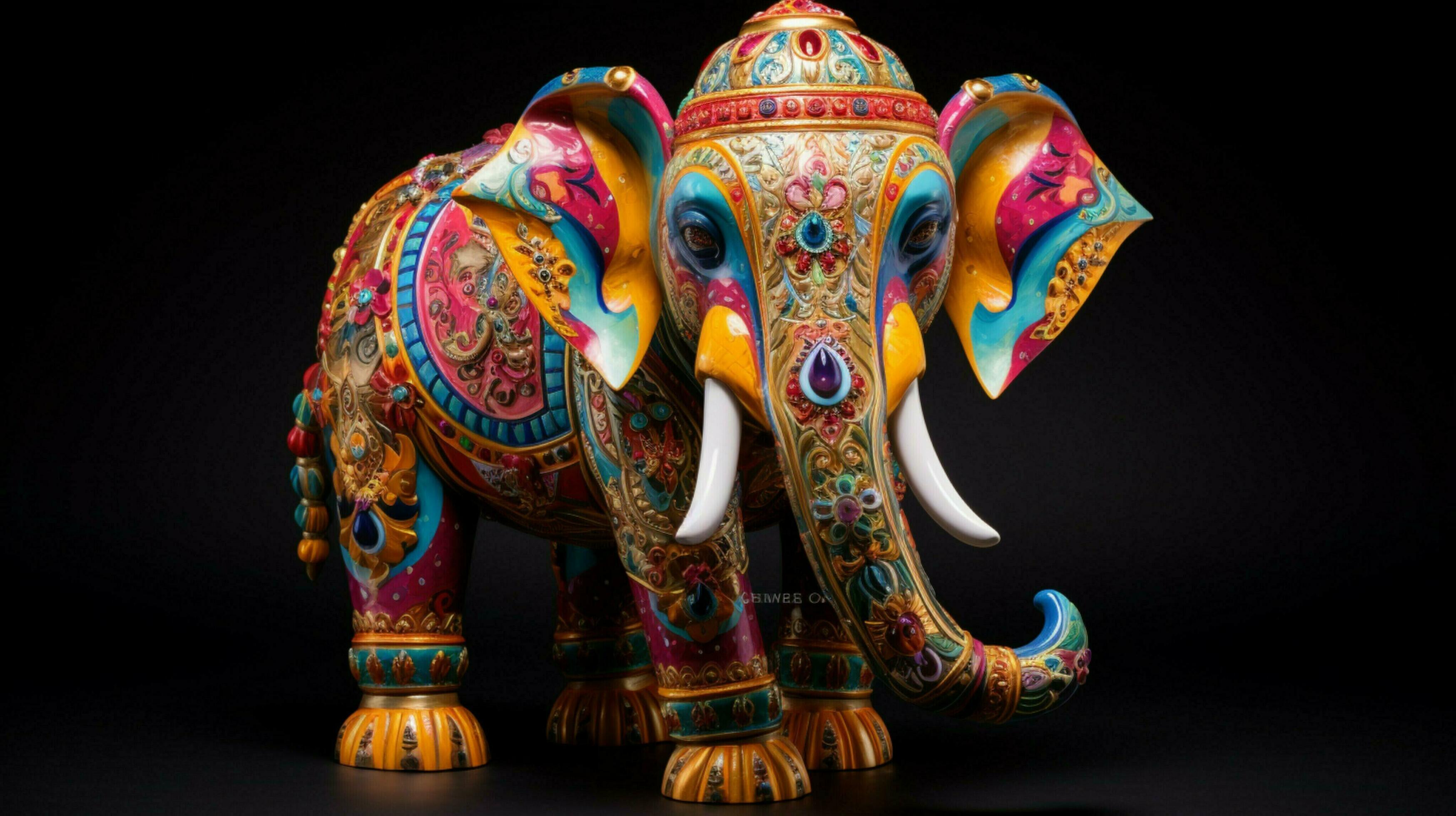 multi colored elephant statue symbolizes hinduism spiritual 32944014