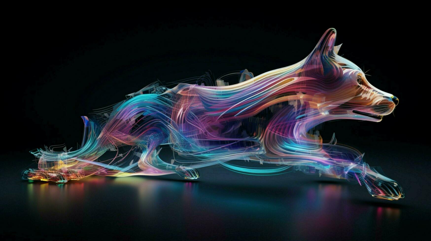 multi colored fractal depicts futuristic animal in motion photo
