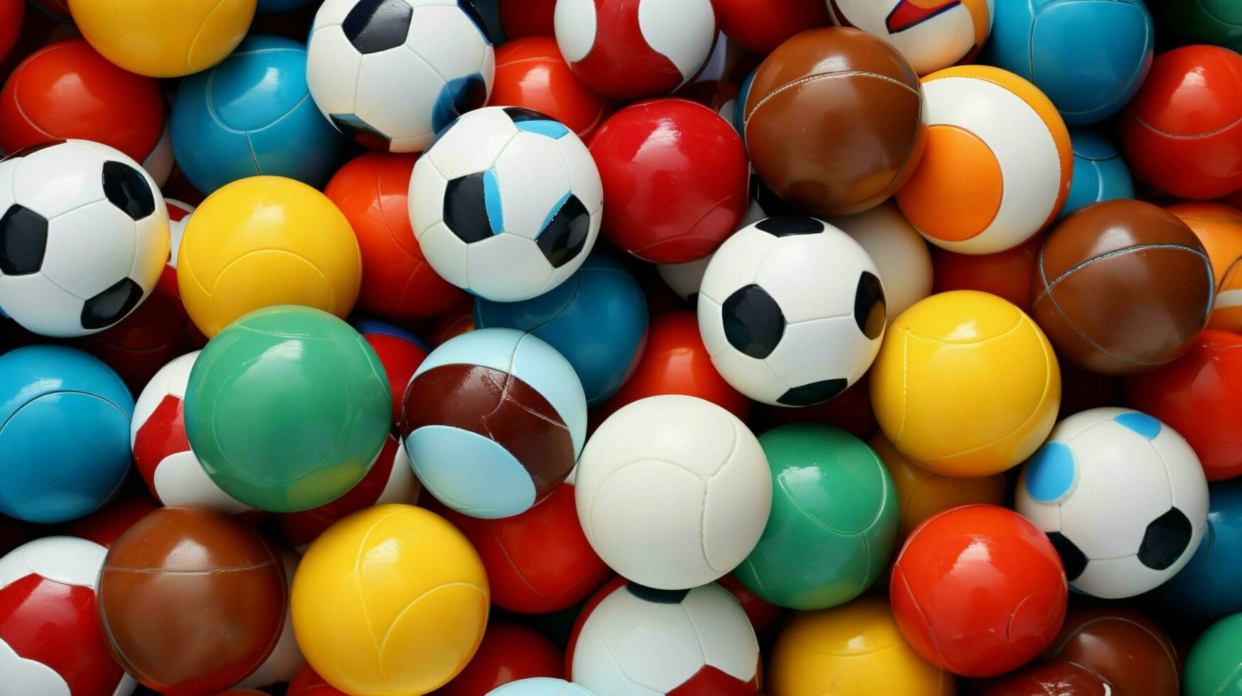 multi colored spheres of sport balls galore outdoors photo