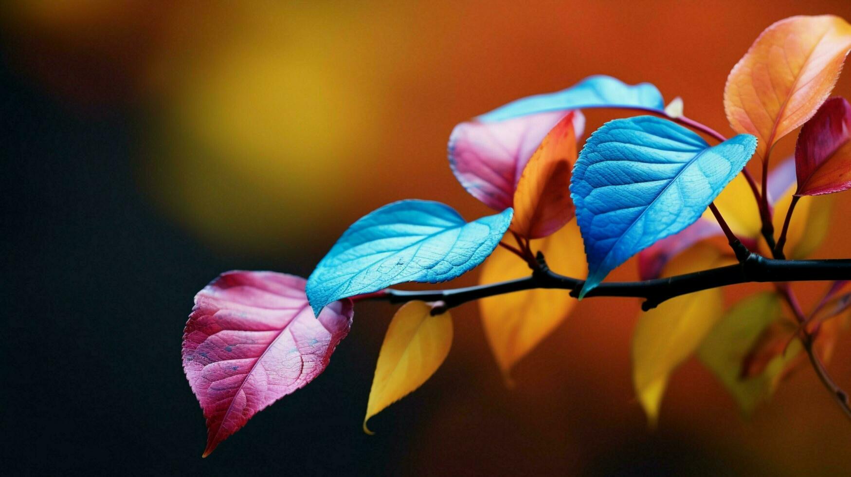 multicolored autumn leaves on tree branch close up photo