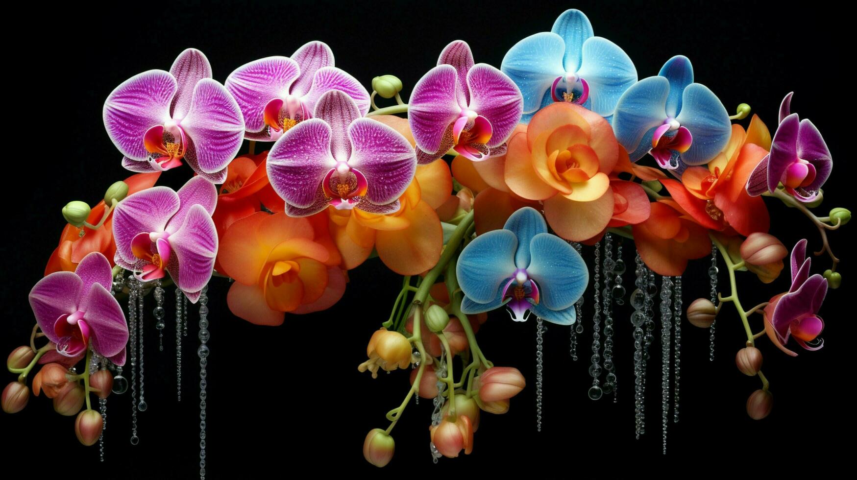 naturaleza elegancia en un multi de colores orquídea decoración foto