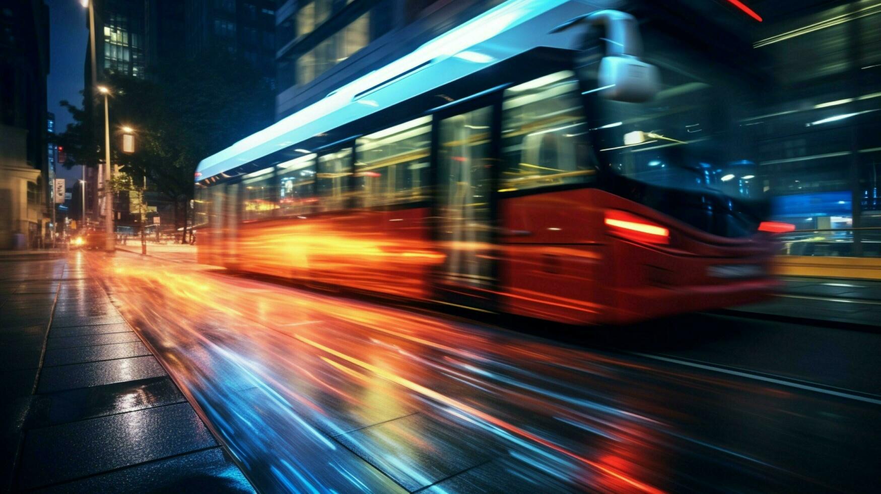 night transportation blurred motion modern city life photo
