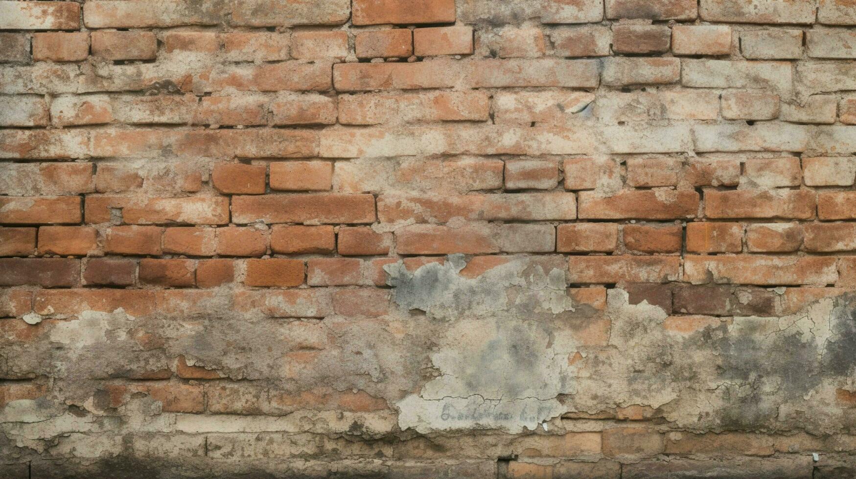 old brick wall with rough weathered pattern in solid cons photo