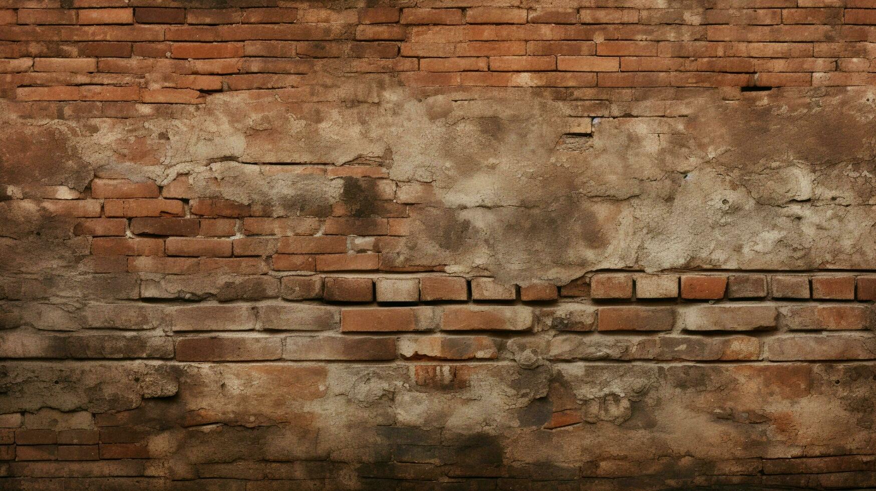 old brick wall with rough weathered pattern in solid cons photo