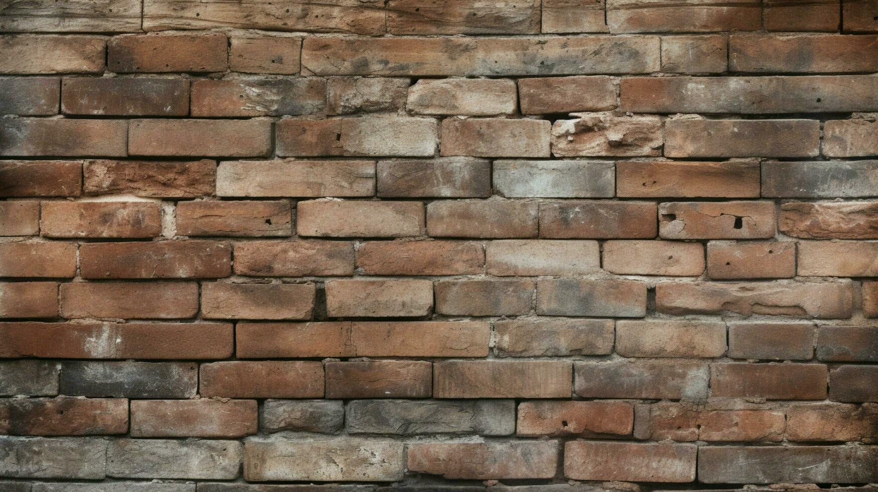 old brick wall with rough weathered pattern in solid cons photo