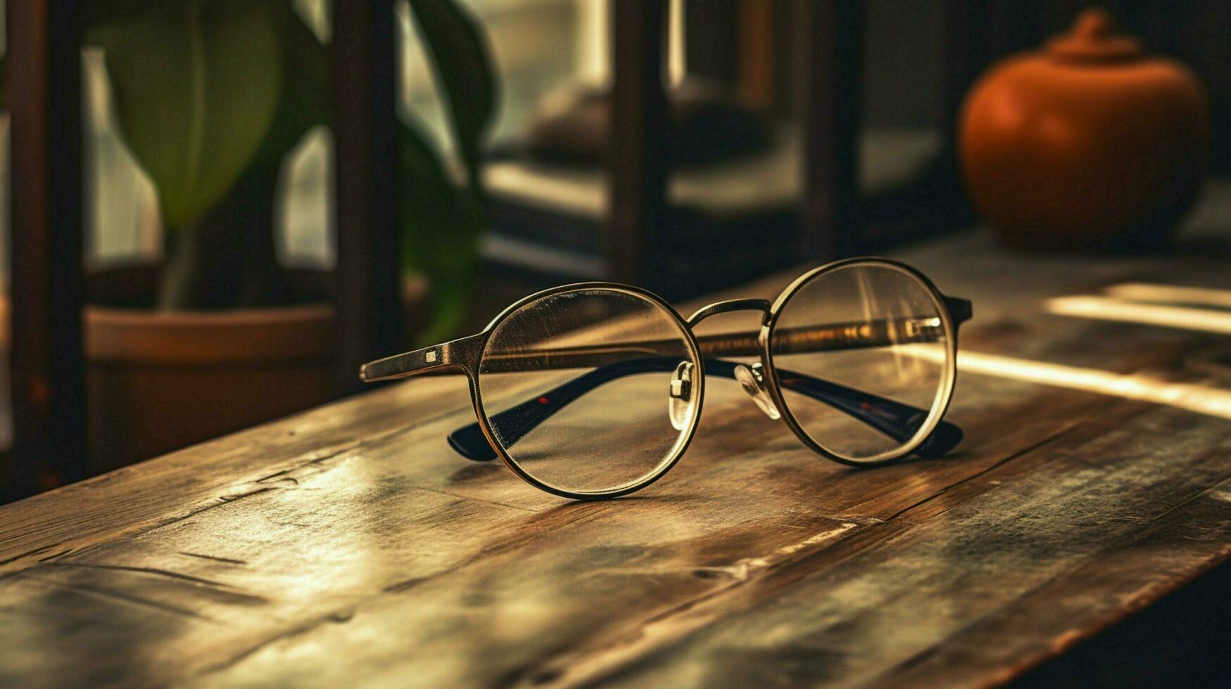 old fashioned eyeglasses on antique wooden desk working 32944657 Stock