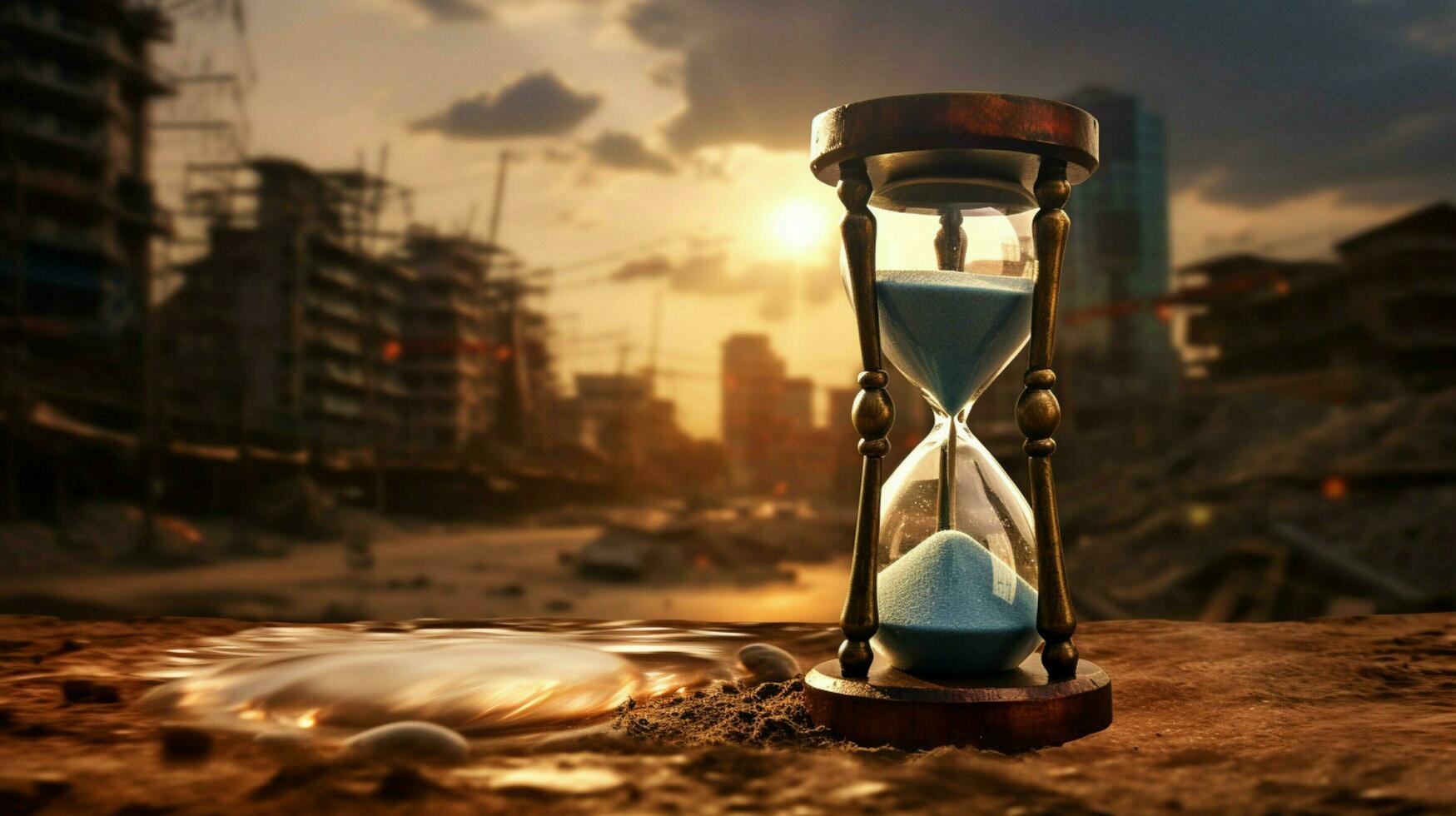 old hourglass in the street scene photo