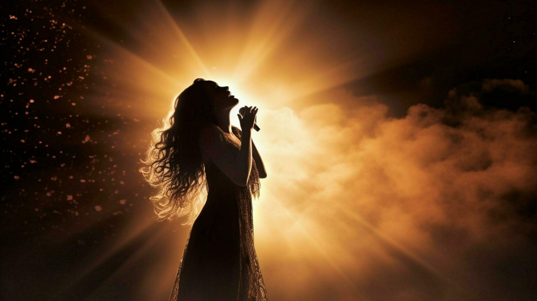 one person singing on stage backlit beauty photo