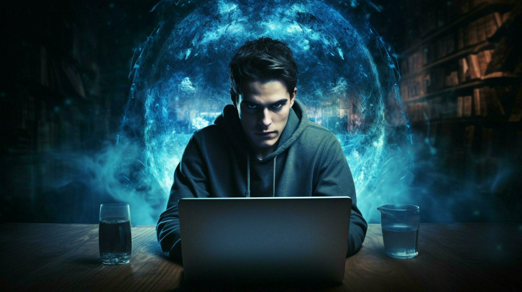 one person typing on computer using internet photo