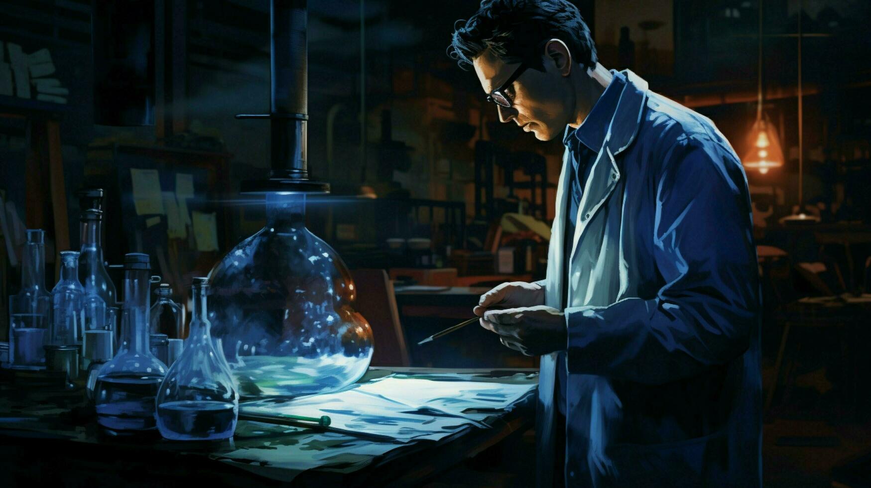 one scientist analyzing liquid concentration indoors photo