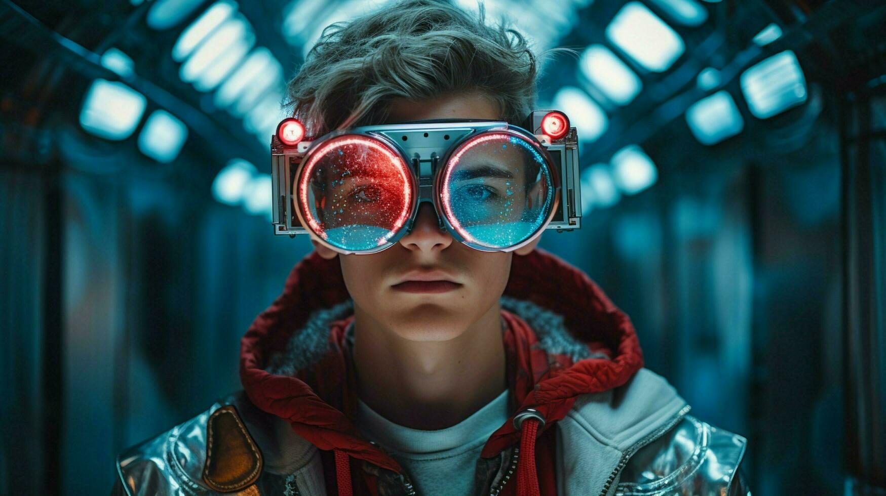 one young adult posing with futuristic eyeglasses photo