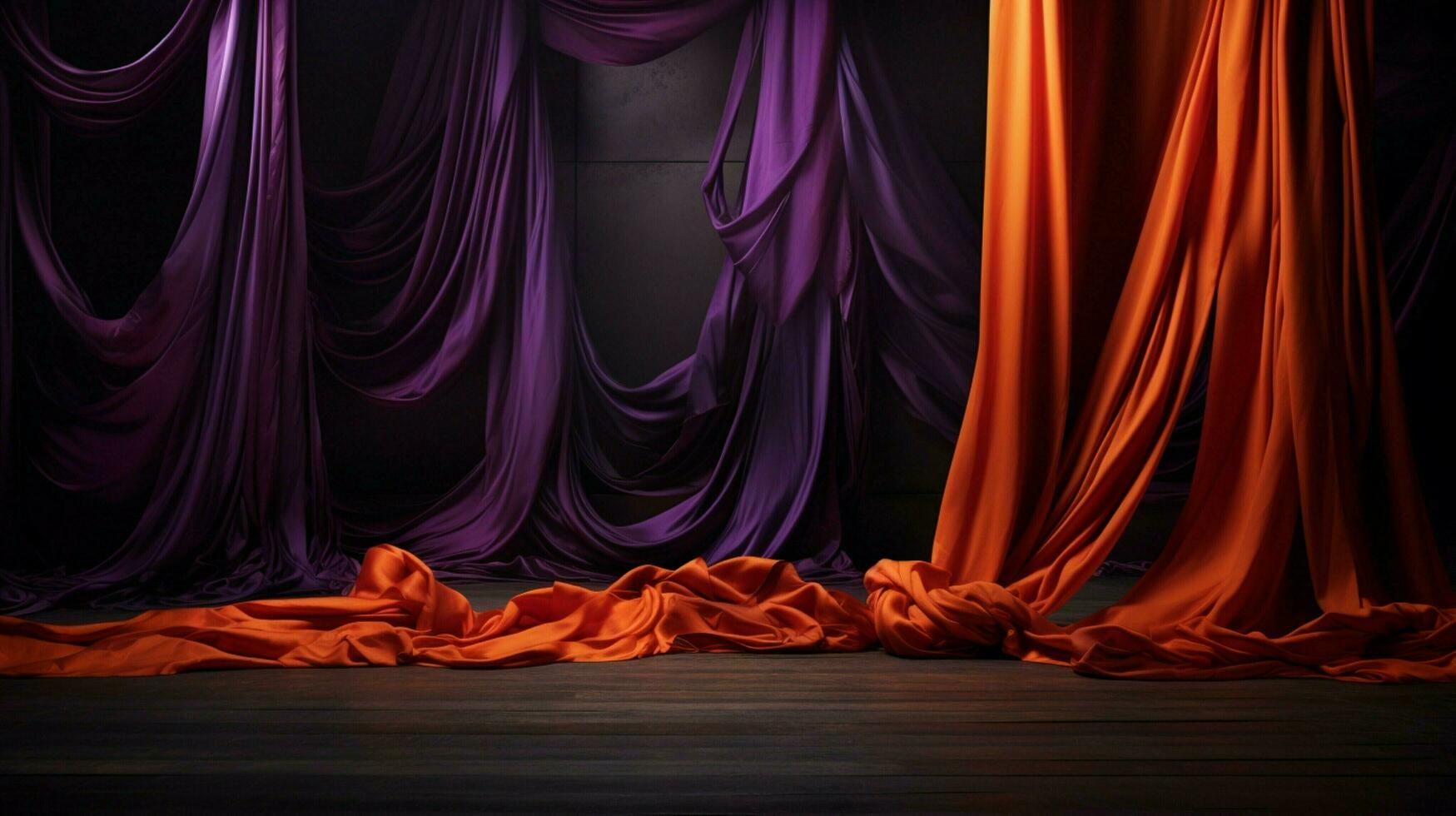 orange and purple fabric in a dark room photo