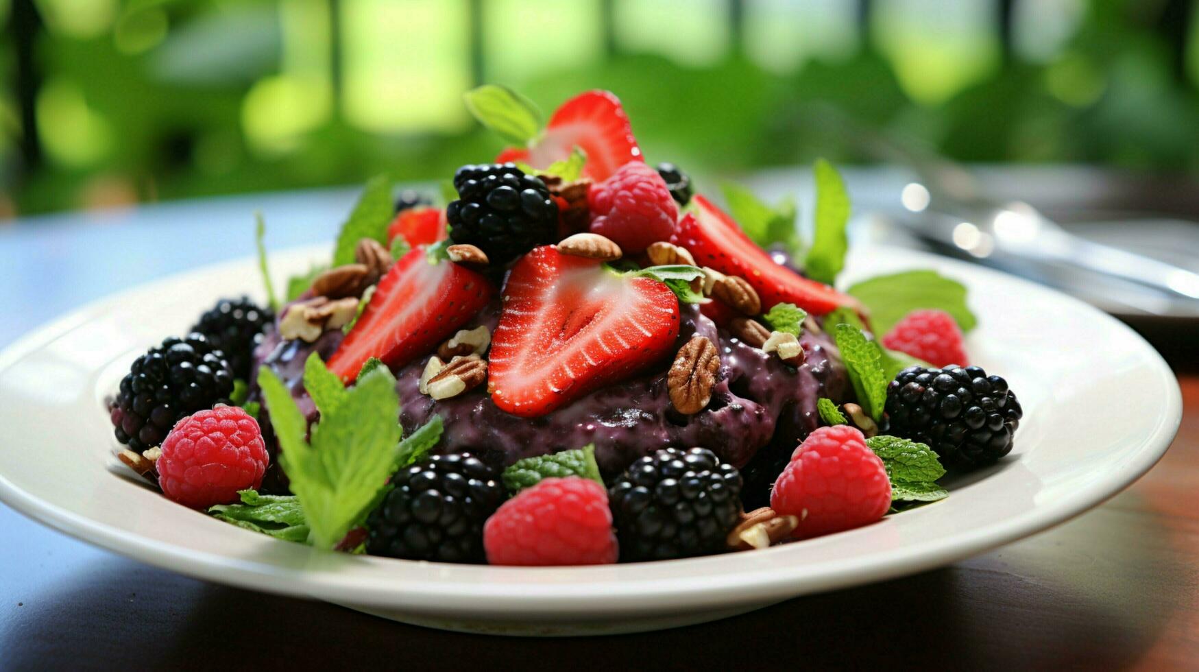 organic berry salad a refreshing gourmet summer meal photo