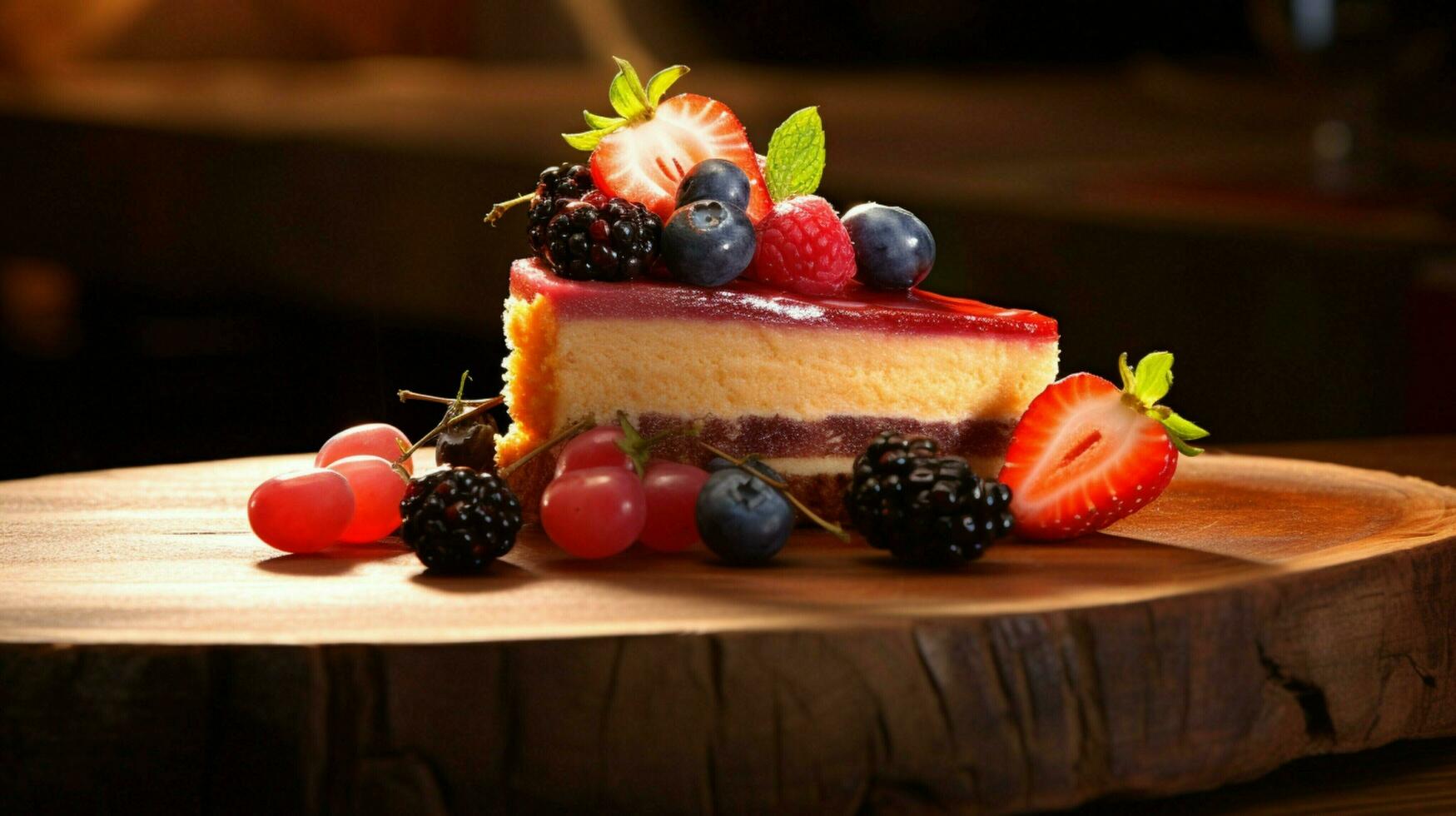 organic gourmet dessert sweet slice of ripe fruit on wood photo