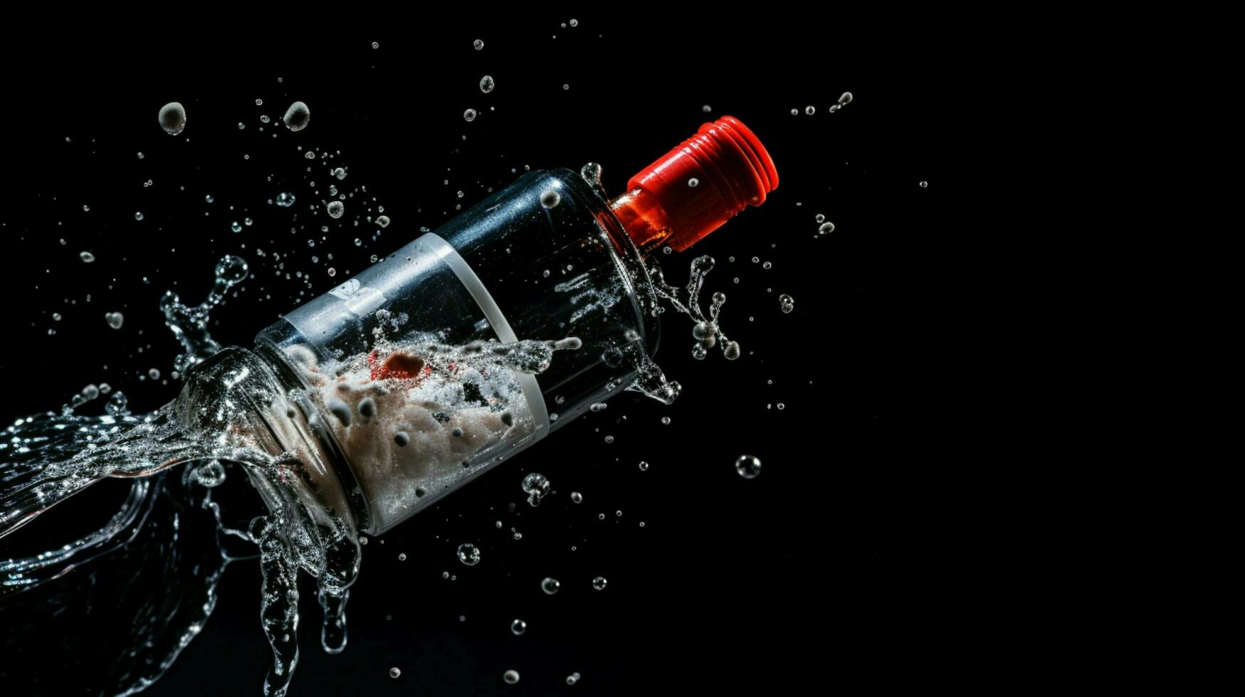 painkiller spills from bottle on black background photo