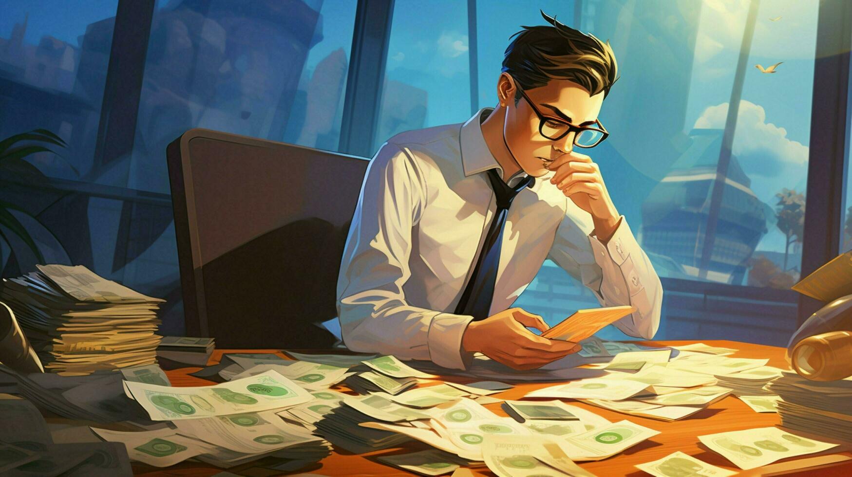 paying bills and planning budget to acquire wealth photo