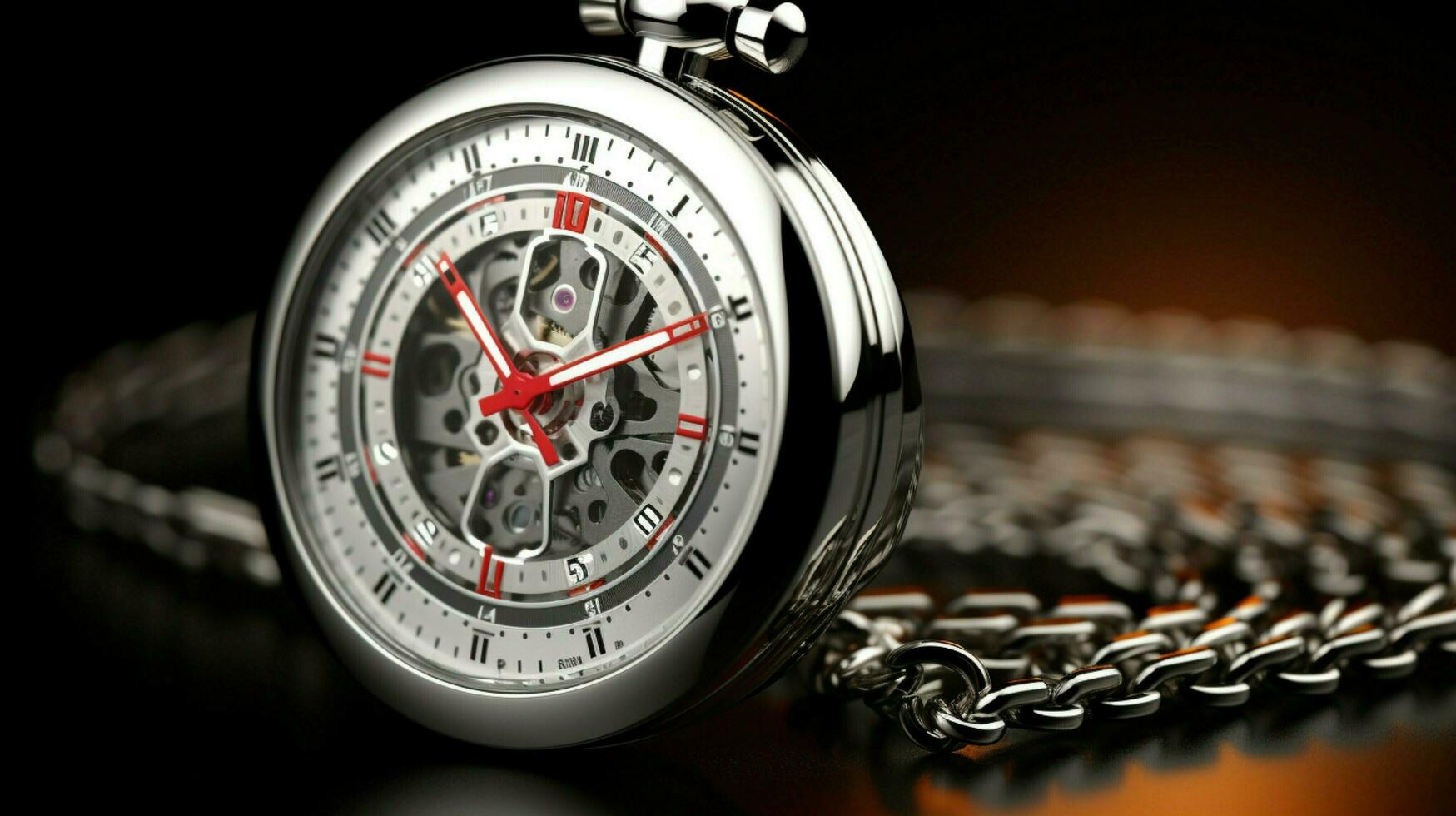 precision ticking in luxurious chrome stopwatch design photo