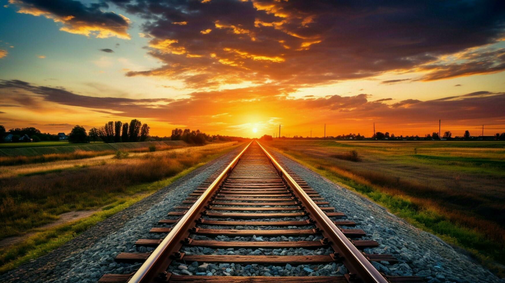 railroad track transportation speed sunset mode photo