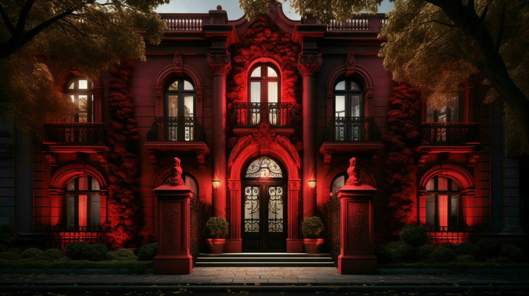 red beauty house front facade photo