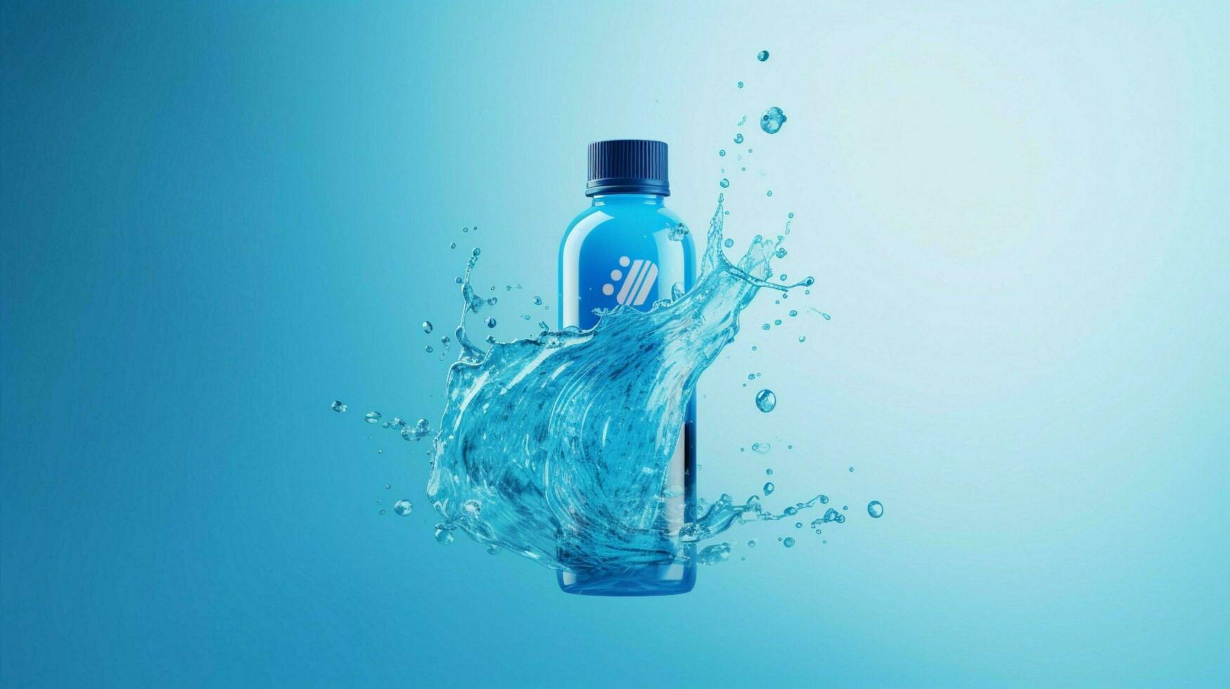 refreshing blue liquid in plastic sports bottle photo