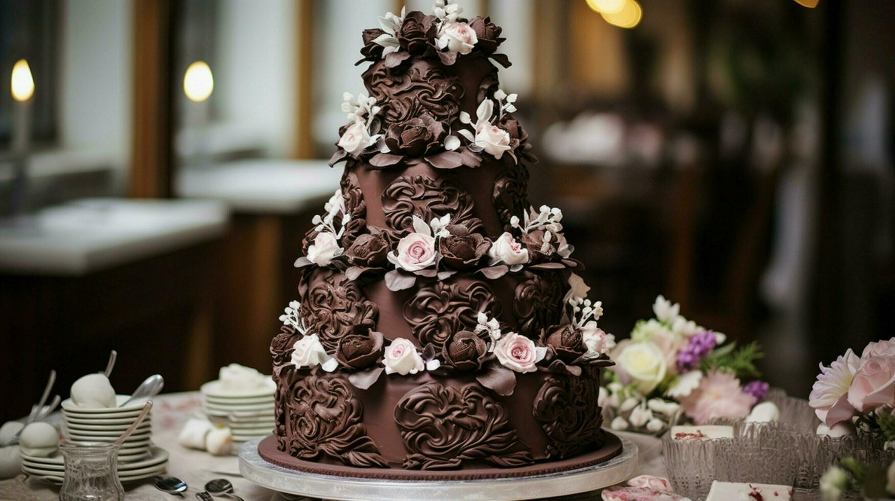 romantic wedding celebration with ornate chocolate wedding photo