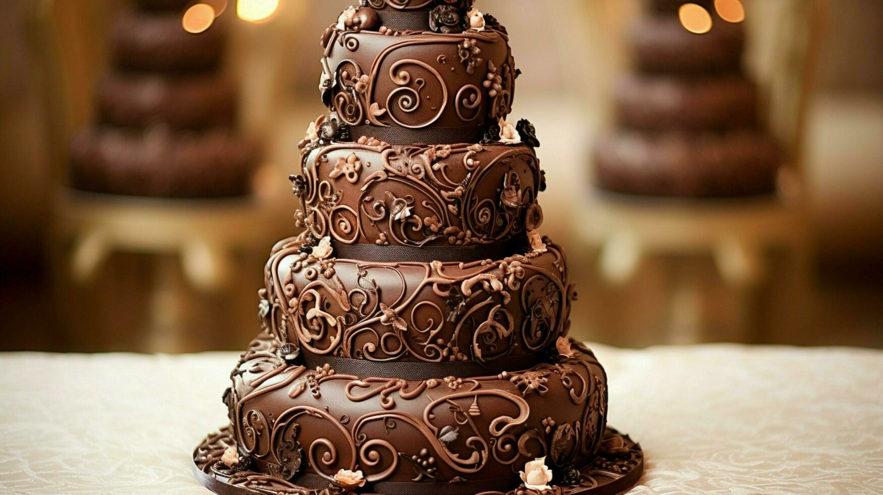 romantic wedding celebration with ornate chocolate wedding photo