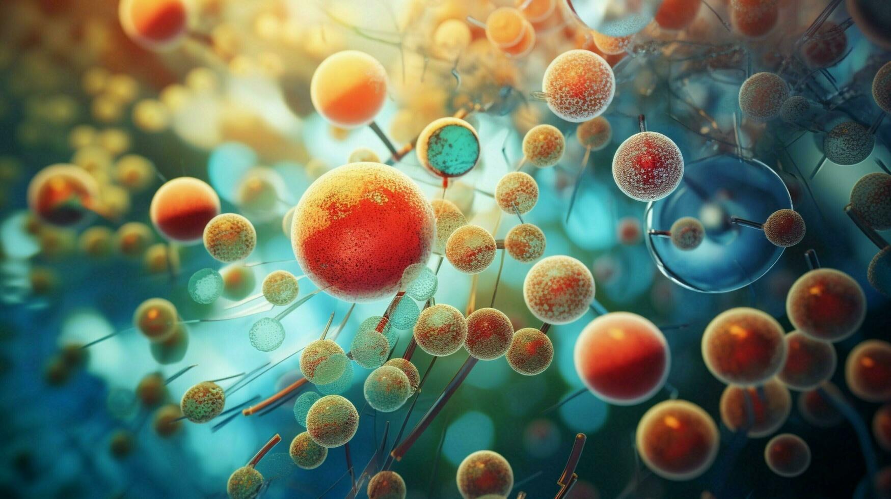 scientist analyzes bacterium with high scale magnification photo