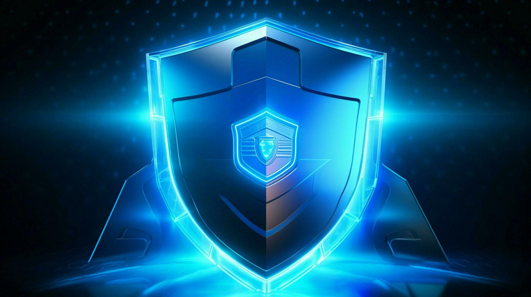 security shield glows blue symbolizes safety and encryption photo