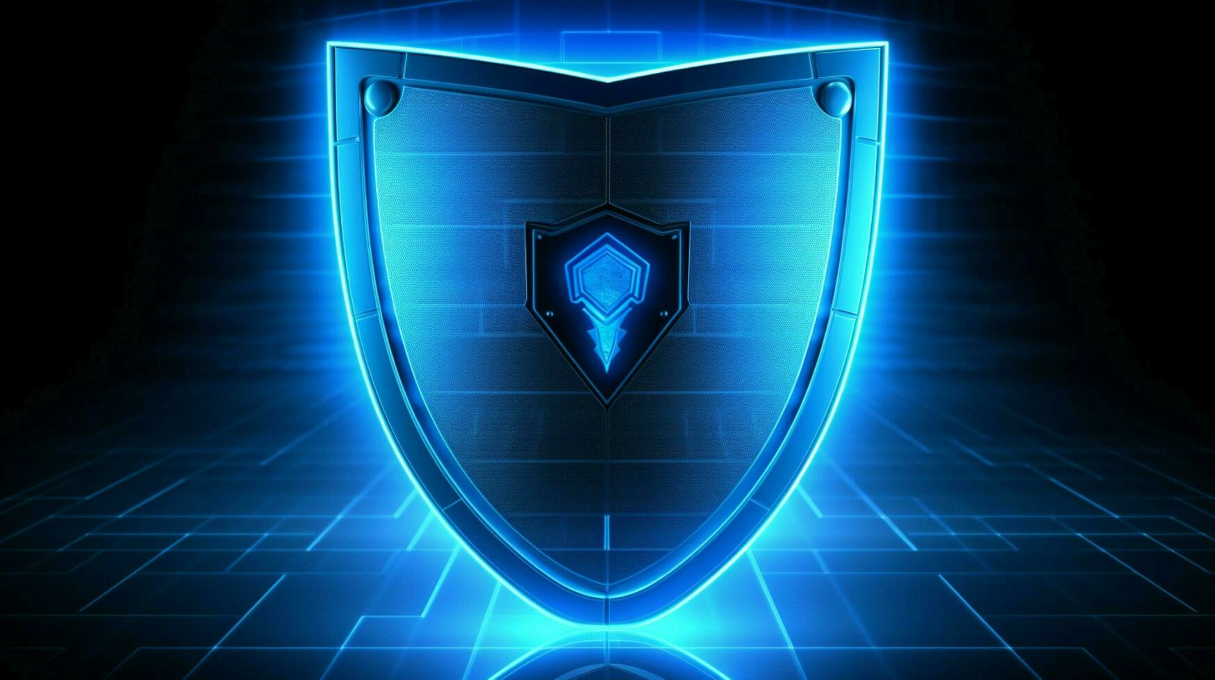 security shield glows blue symbolizes safety and encryption photo