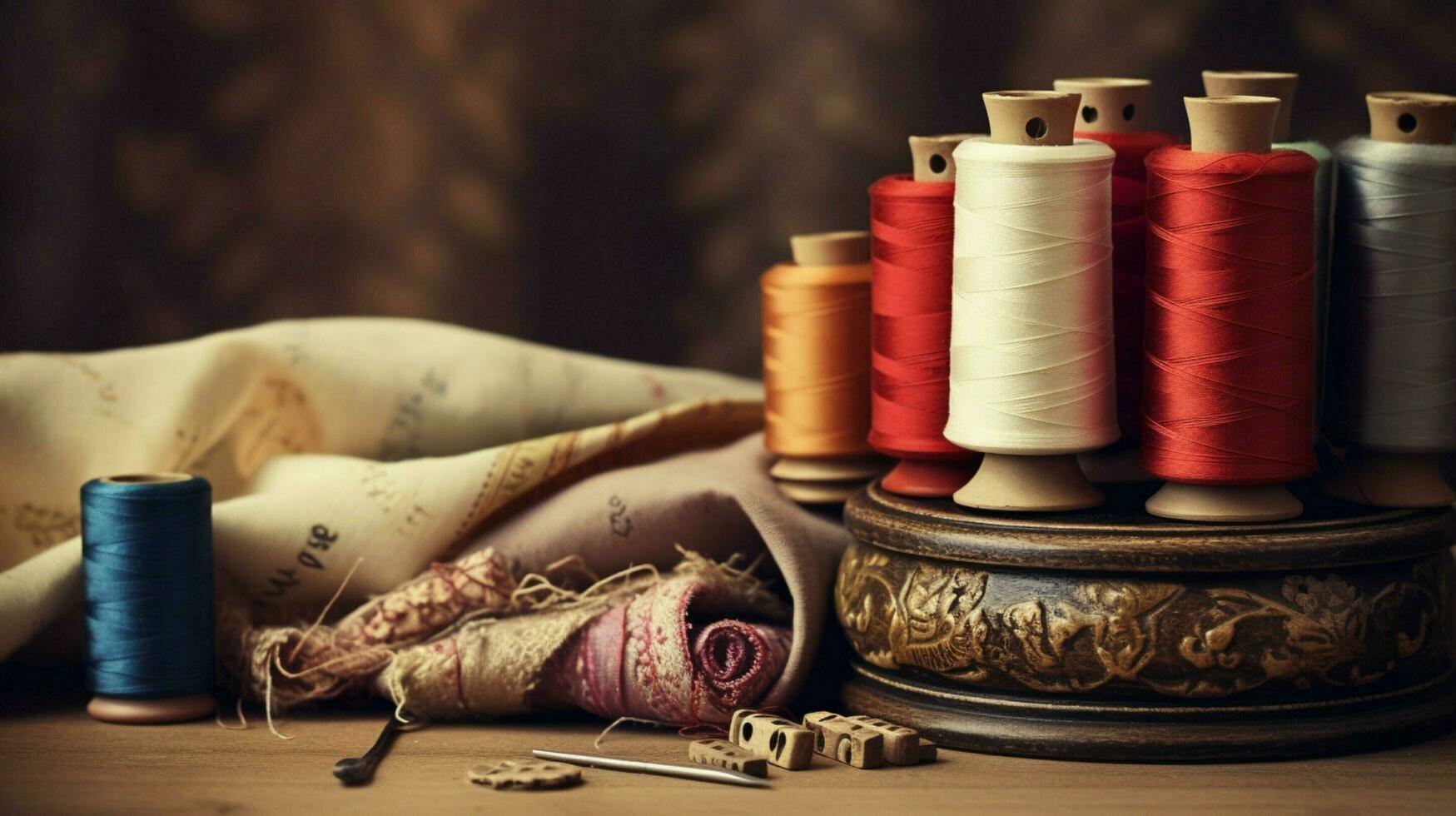 sewing spool tailor cloth a vintage background photo