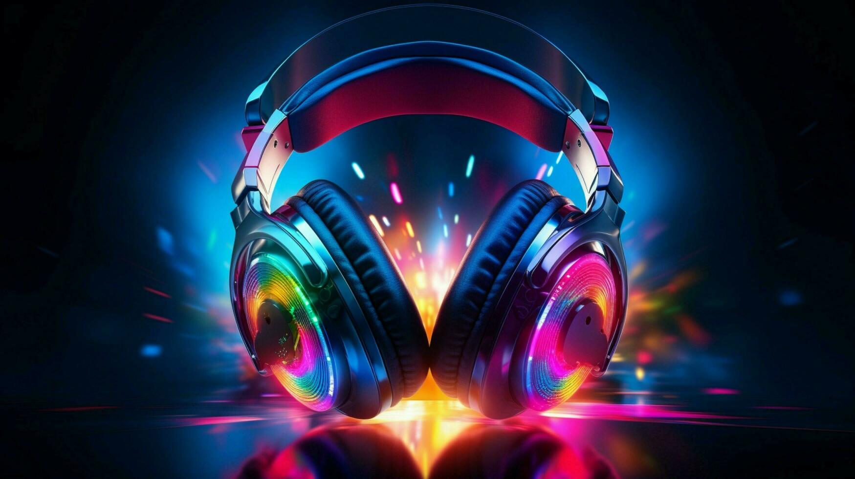 shiny headphones illuminate nightclub modern entertainment photo