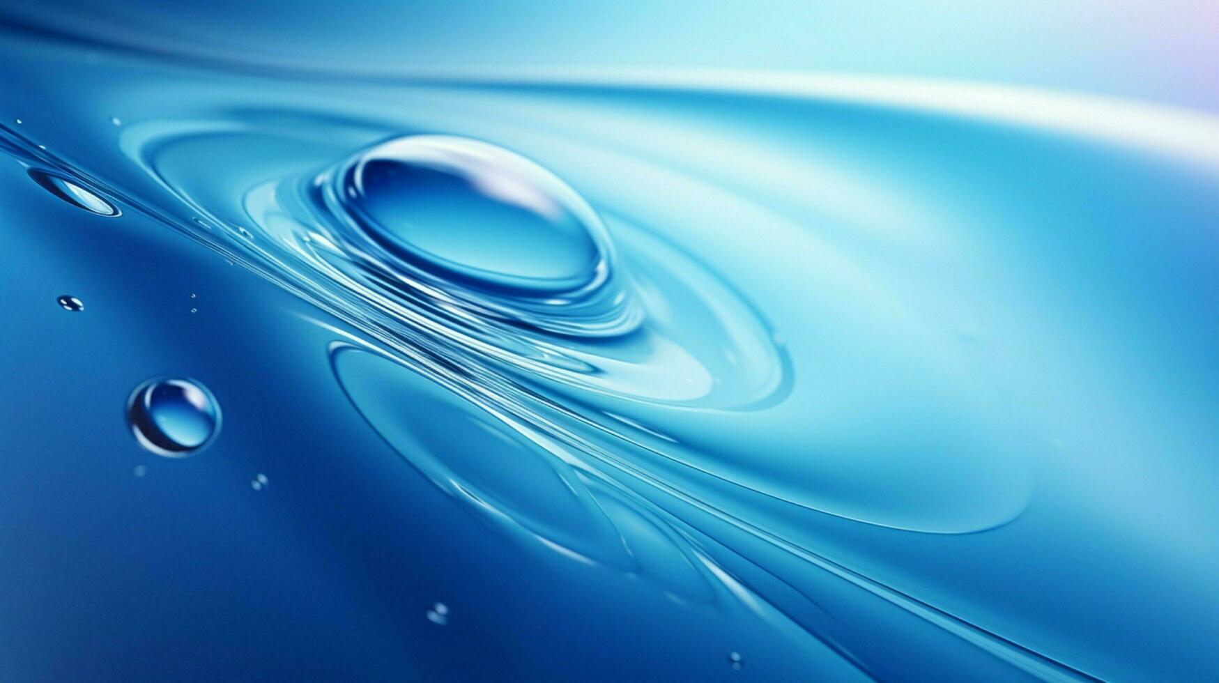 shiny raindrop on abstract blue water surface photo