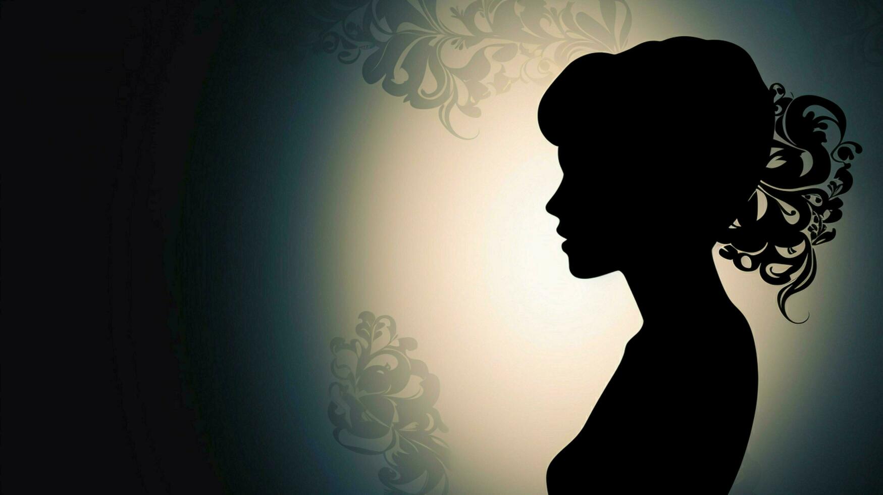 silhouette of one woman profile elegance and mystery photo