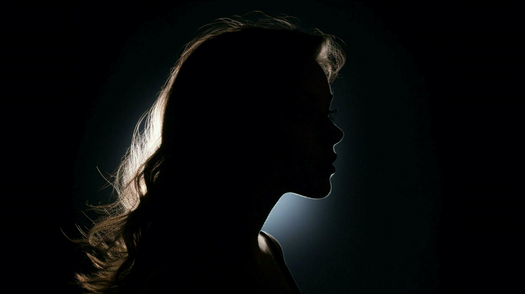 silhouette portrait of young adult woman looking mysterious photo