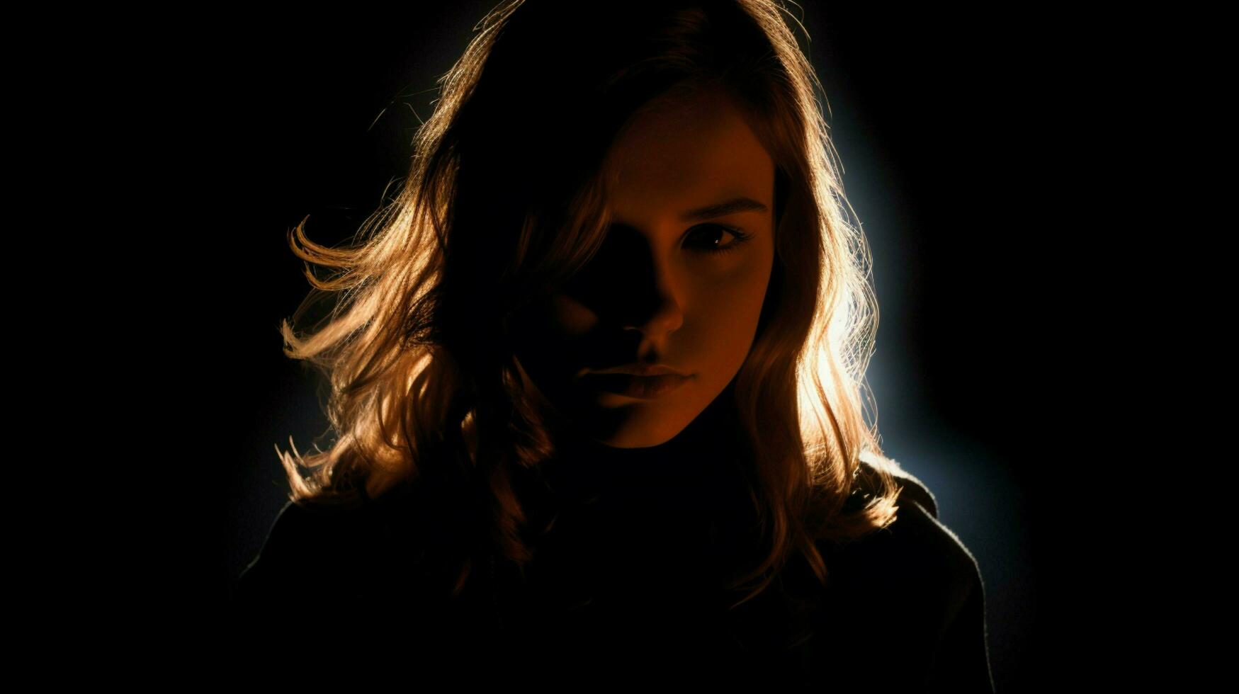 silhouette portrait of young adult woman looking mysterious photo