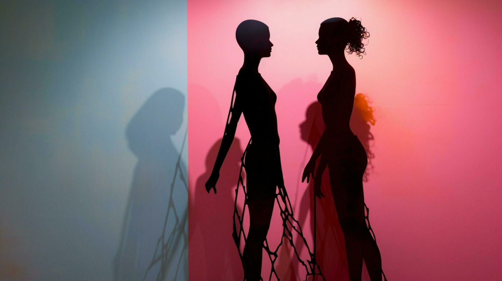 silhouetted figures evoke emotion and abstract imagination photo