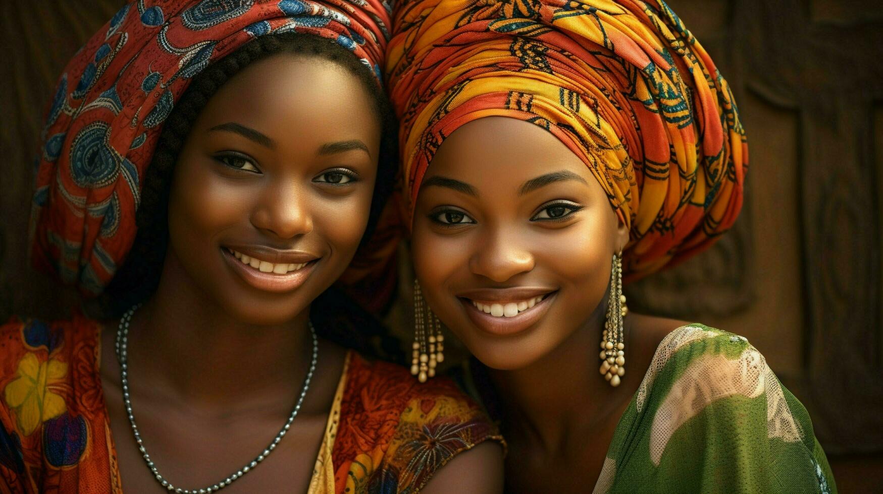 smiling african women beautiful portrait of togetherness photo