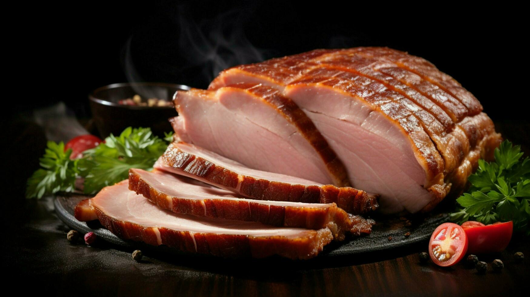 smoked pork slice gourmet delicatessen fresh and unhealth photo