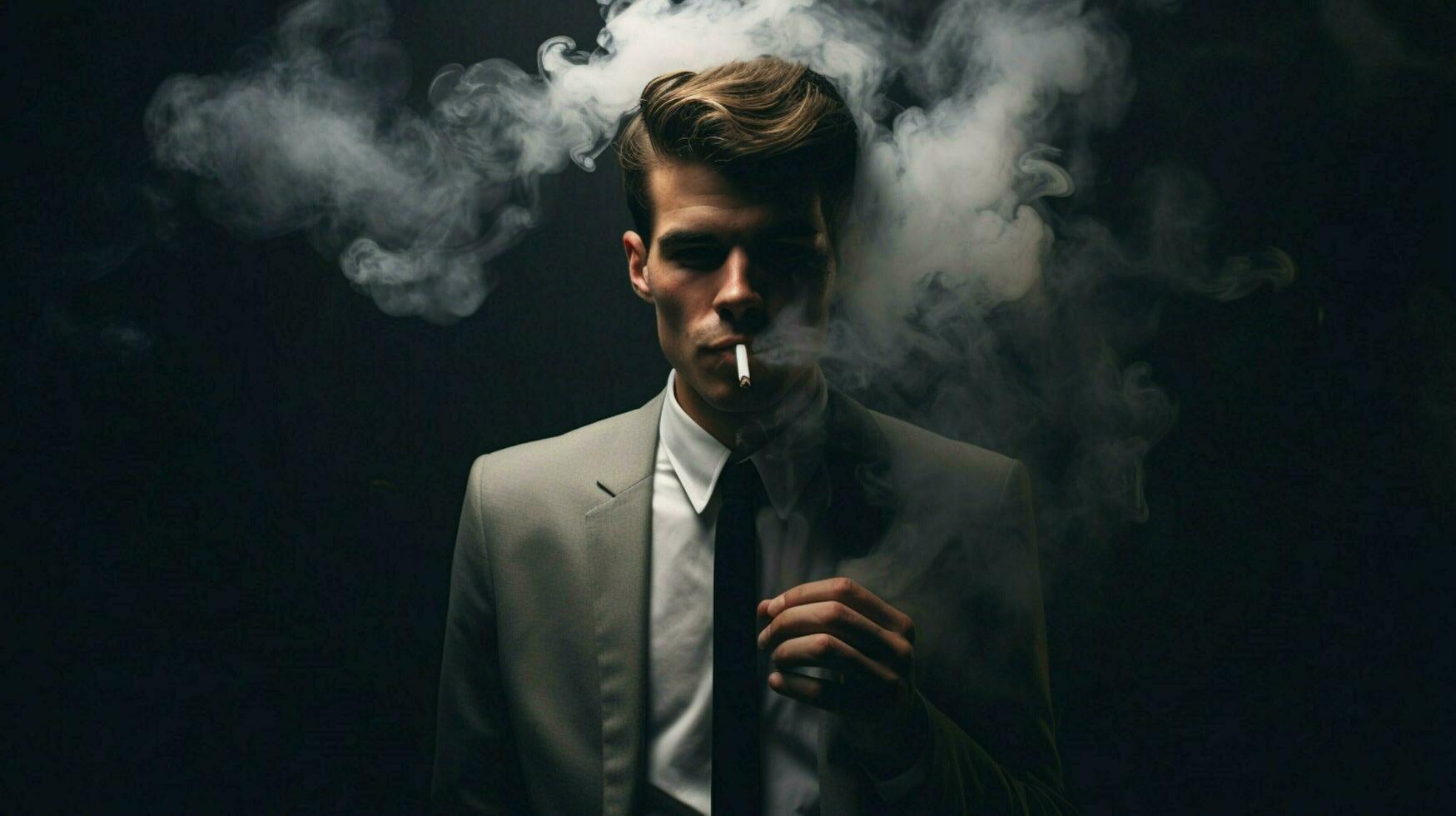 smoking men unhealthy habit captured in portrait photo