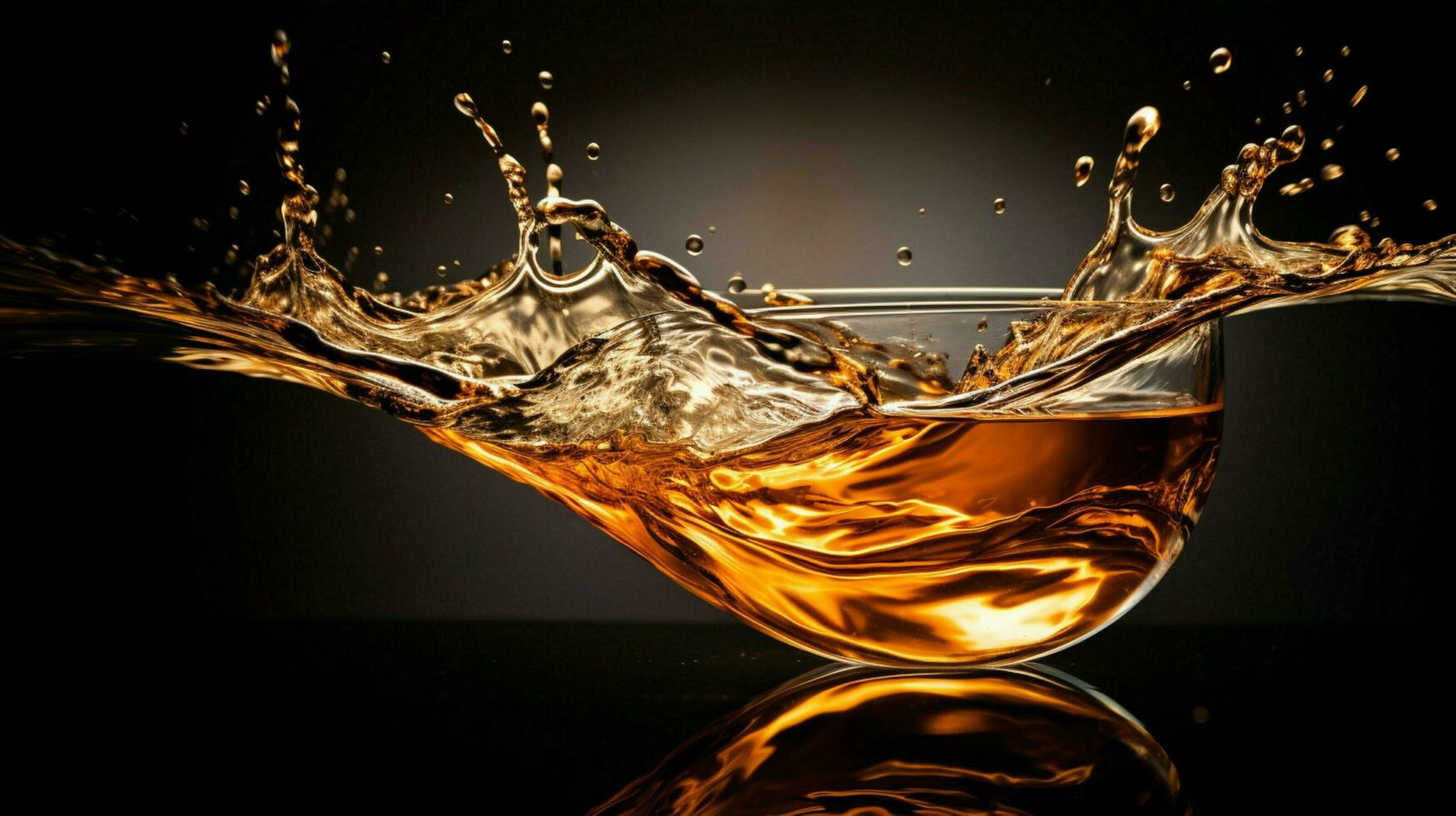 smooth whiskey pouring over rippled water surface photo