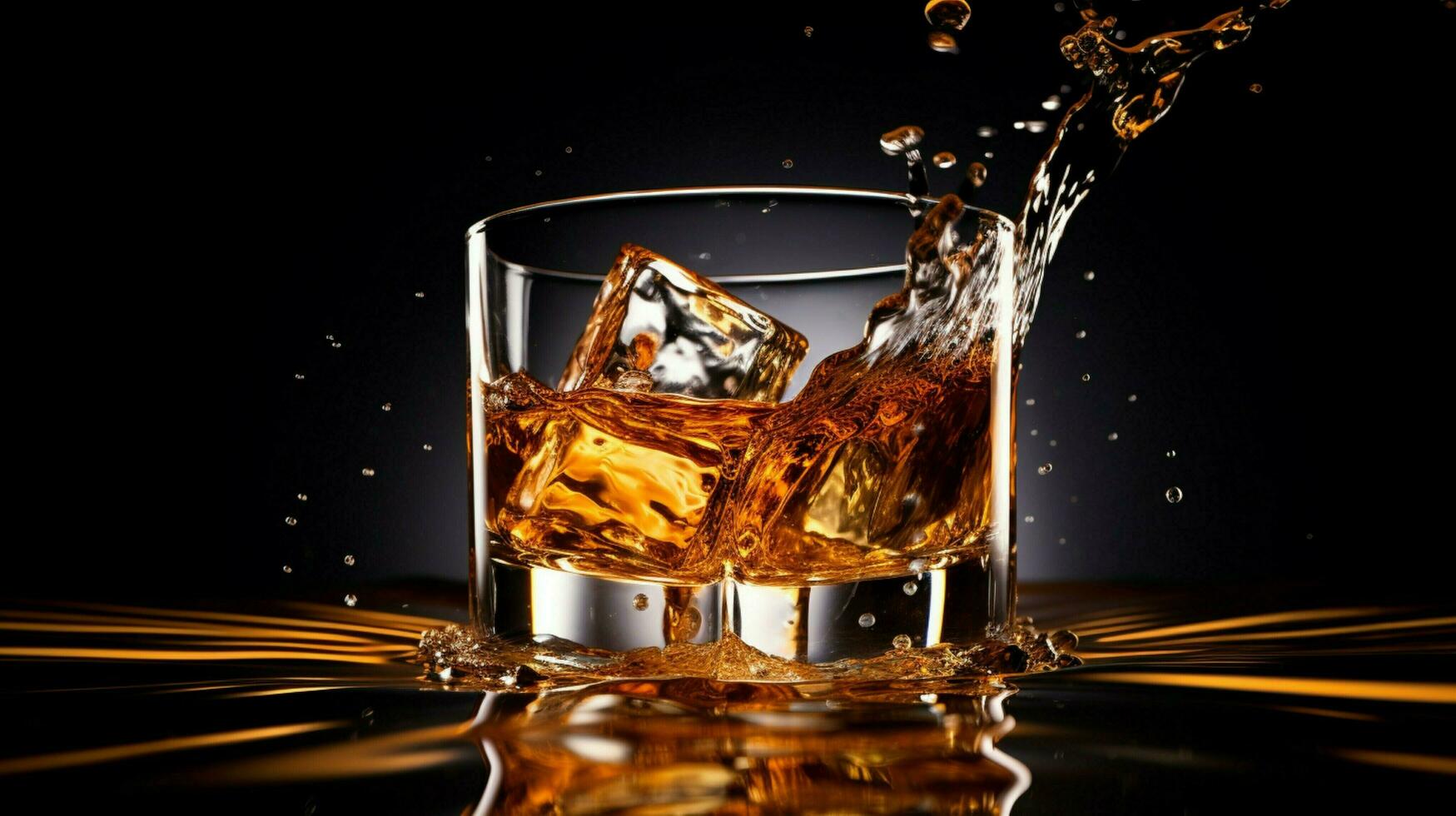 smooth whiskey pouring over rippled water surface photo