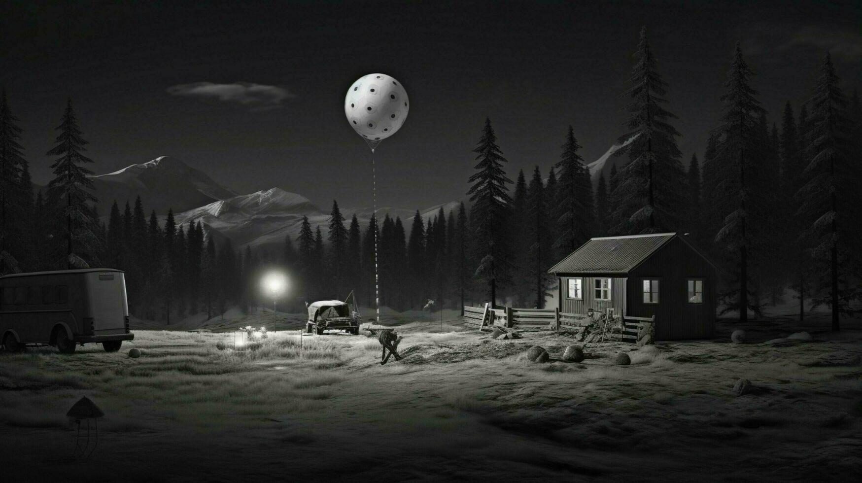 soccer balloon in the camp monochrome scene photo